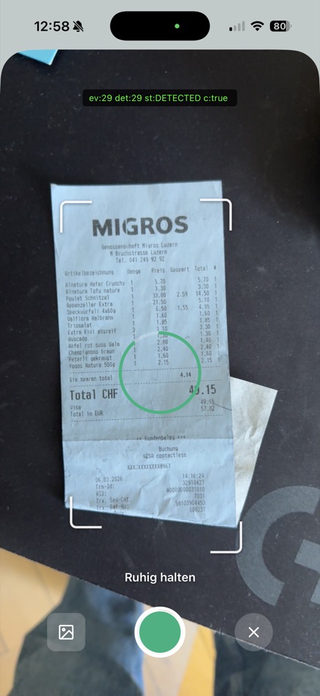 Real-time receipt detection
